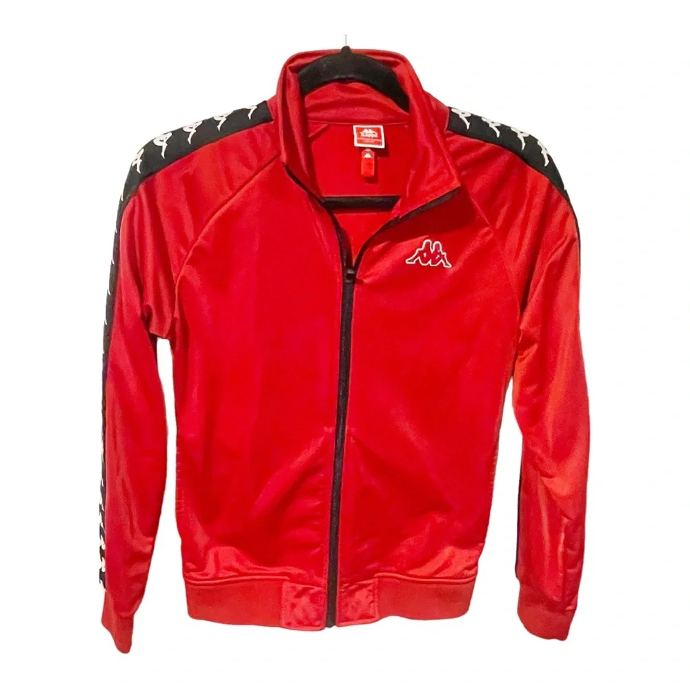 Kappa Medium Red Sweatshirt Open Acetate Black Red 222 Band Anniston Slim Coat